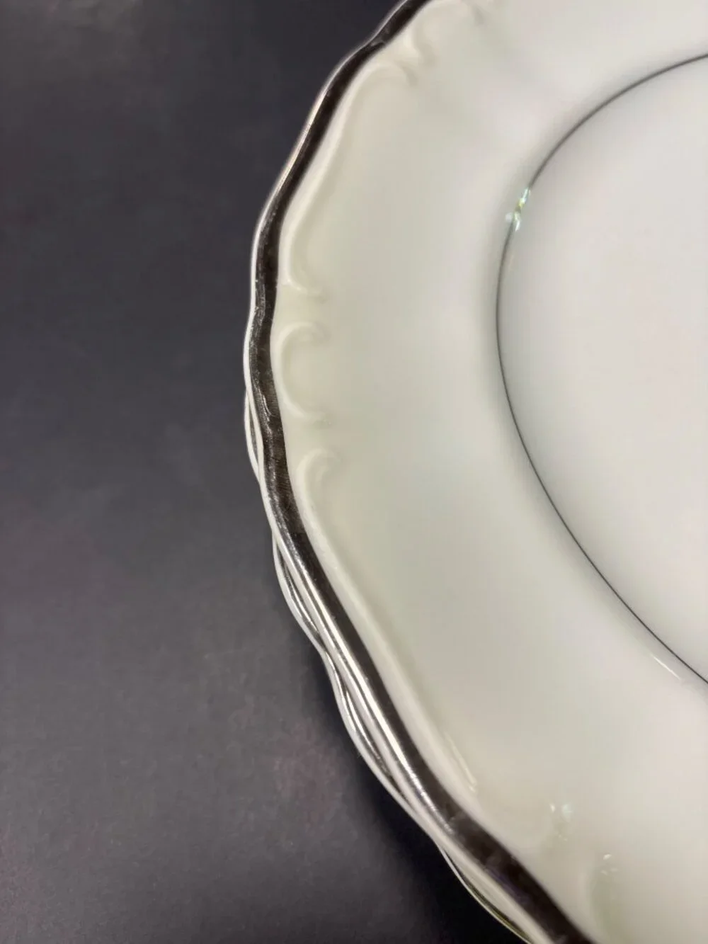 Harmony House Silver Sonata Set Of 4 Fine China Dinner Plates Japan Vintage 60s